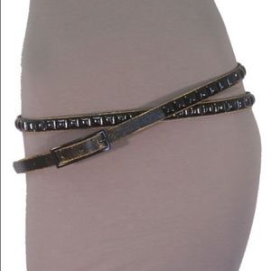 Genuine Leather Black Studded Double Wrap Belt